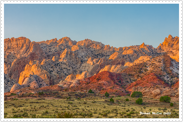This is a photograph of the Strike Valley at sunrise in the Capitol Reef National Park